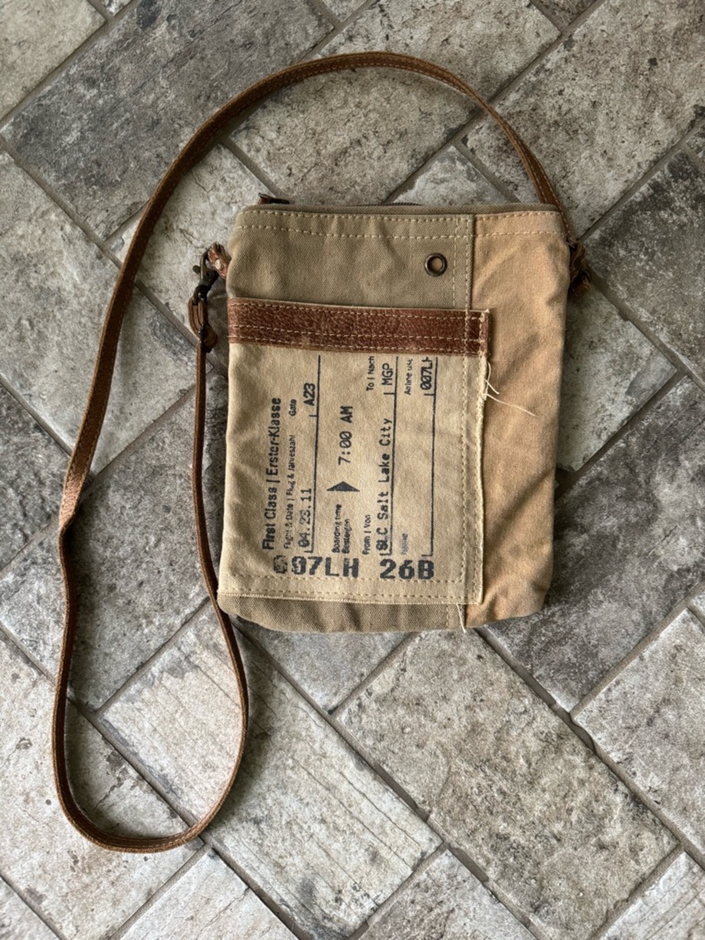 Casual Canvas Crossbody in Tan and Brown